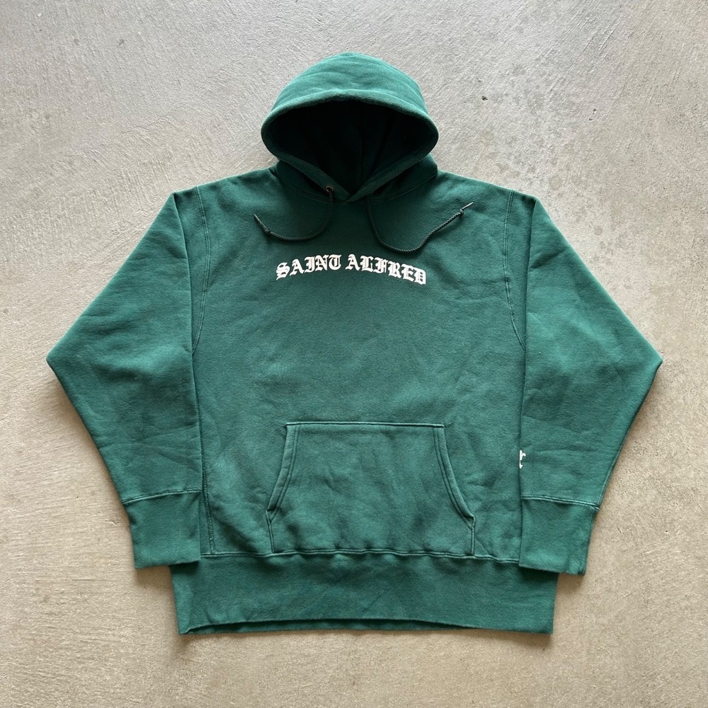 Saint Alfred Sweatshirt Size XXL Green Fleece Hoodie Heavyweight Streetwear